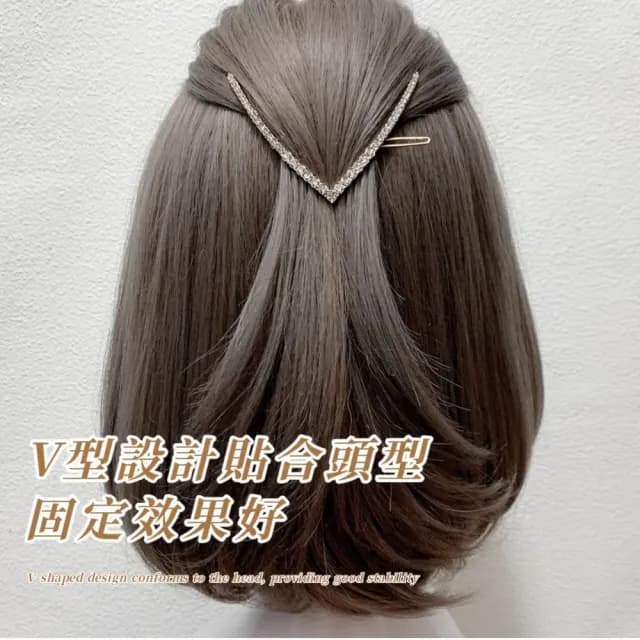 【髮型專家】韓版ins珍珠/水鑽V型側邊夾-2件組(公主頭 母親節 生日 情人節 髮飾 頭飾 鯊魚夾 抓夾 禮物)