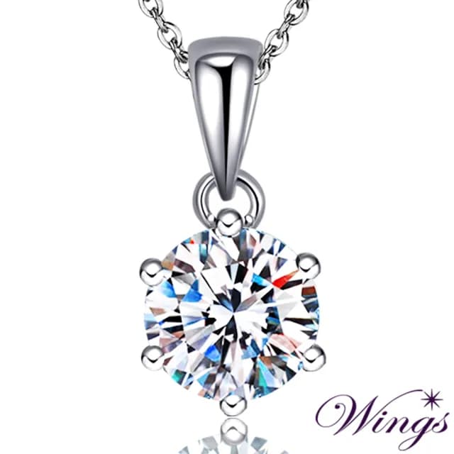 【WINGS】925純銀一克拉八心八箭項鍊《經典六爪鑲》｜閃耀擬真鑽(送禮 女生禮物 禮盒 情人 七夕 生日)