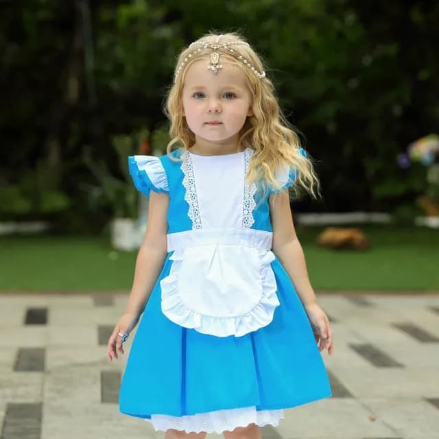 【橘魔法】愛麗絲公主洋裝(女僕 蘿莉塔 灰姑娘 萬聖節 造型服 夢遊仙境 角色扮演 表演 女童 兒童 童裝)