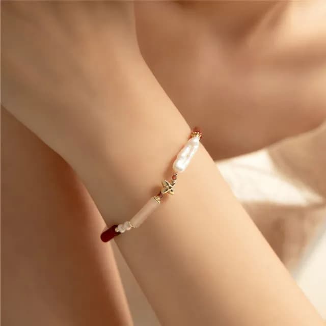 【SPANCONNY 飾品控】女爵 l 粉東陵 紅瑪瑙 石榴石 珍珠 l 天然水晶手鍊(不銹鋼材質 耐磨抗氧化)