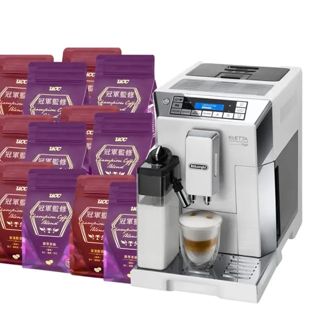 【Delonghi 迪朗奇】ECAM 45.760.W(全自動義式咖啡機)+UCC 冠軍監修咖啡豆225gx12包組