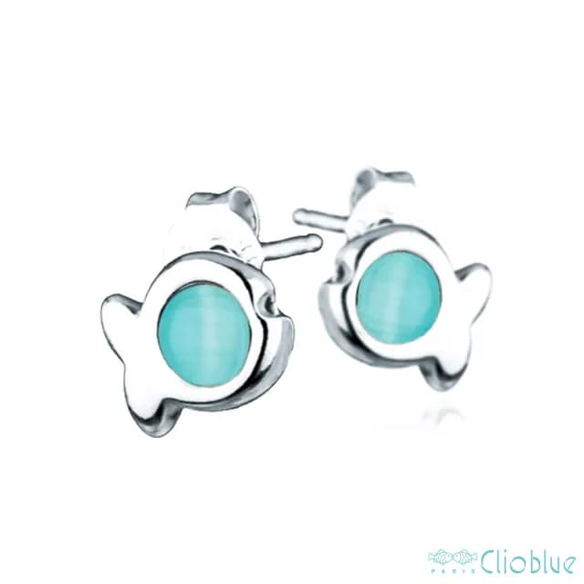 【CLIO BLUE】經典小魚純銀耳環-土耳其色 925純銀  雙魚(法國巴黎品牌/925純銀)