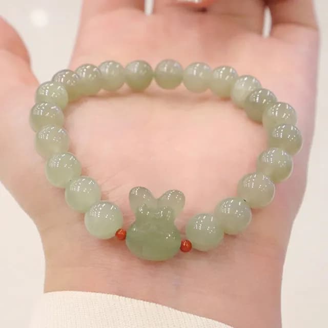 【MoonDy】雙11 8mm 手鍊 手串 和田玉 玉手鍊 兔子手鍊 串珠手鍊 百搭飾品