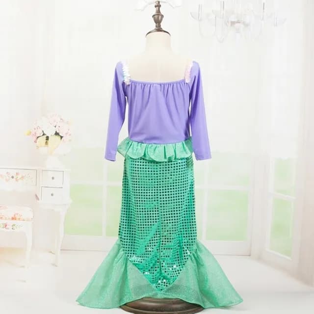 【橘魔法】美人魚洋裝+貝殼髮箍(萬聖節服飾 造型服 套裝 角色扮演 cosplay 表演 女童 兒童 童裝)