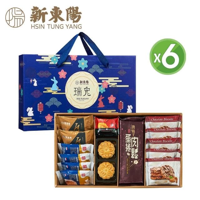 【新東陽】瑞兔禮盒共6盒_中秋月餅伴手禮(月餅/蛋捲/瓦煎燒)