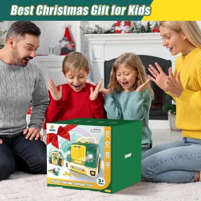 【CuteStone】兒童擬真卡車引擎維修套裝聲光玩具61件組(生日禮物 兒童益智玩具 兒童車)