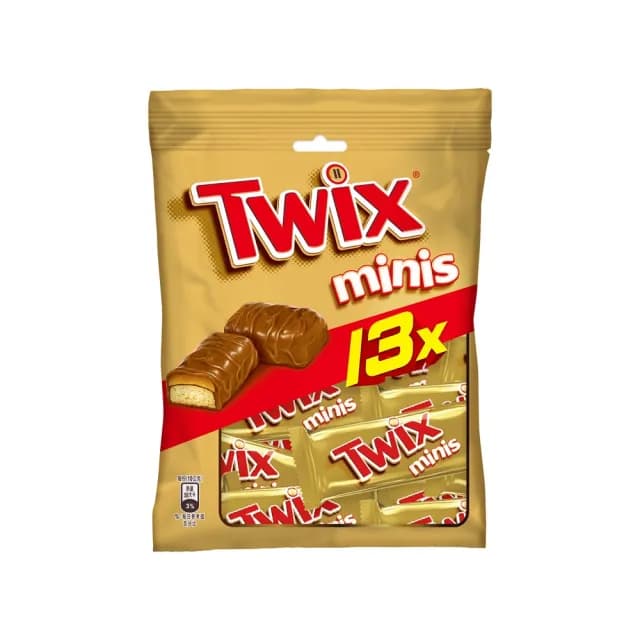 即期品【Twix 特趣】迷你焦糖夾心巧克力 樂享包 130g(10g*13入 零食/點心)