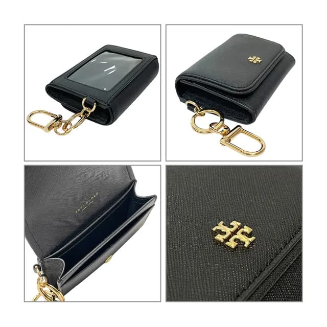 【TORY BURCH】Emerson系列簡約黑卡夾零錢包(157146-001)