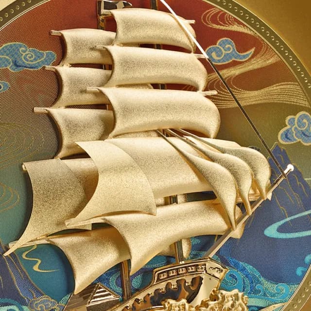 【超微米】壹帆風順帆船擺件 招財金箔畫 喬遷新居公司開業禮物 桌面擺件(一路順風 桌面擺件)