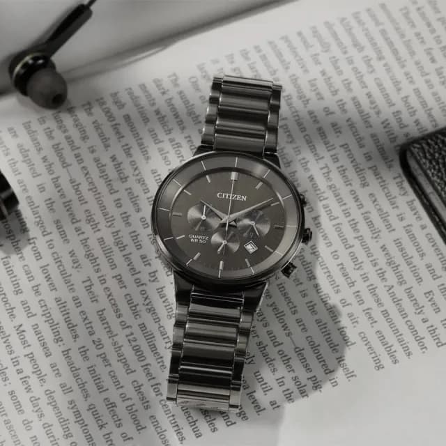 【CITIZEN 星辰】Chronograph 夜鷹型男計時手錶/42mm 禮物 送禮 推薦(AN8227-53H)