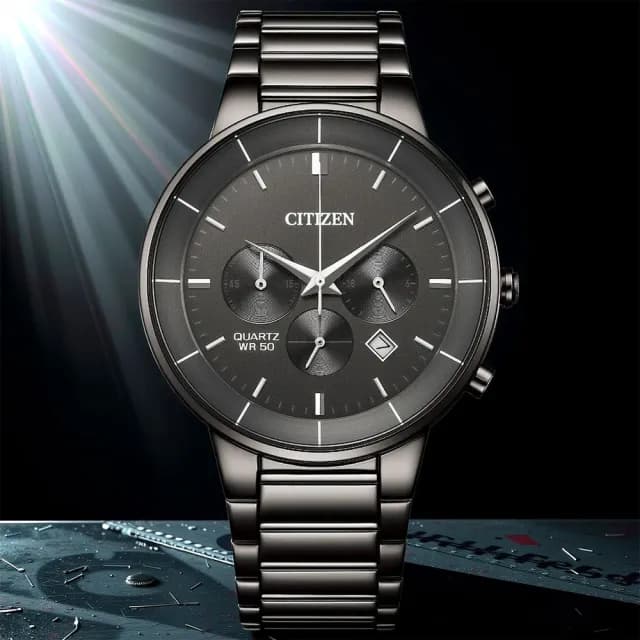【CITIZEN 星辰】Chronograph 夜鷹型男計時手錶/42mm 禮物 送禮 推薦(AN8227-53H)