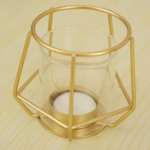 【浪漫風燭】鐵藝金屬六角玻璃燭台(多肉植物 花架 小盆栽 花器 香薰蠟燭 底座 桌面擺飾 居家)