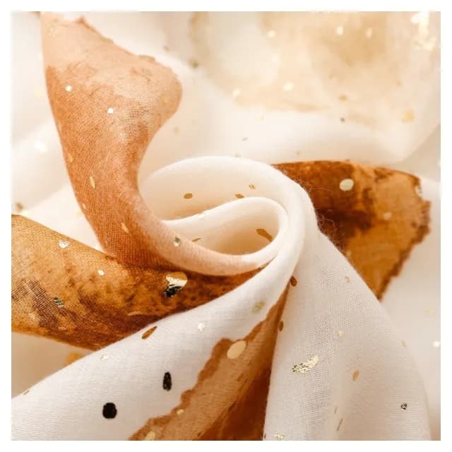 【WOONUE】日式水玉圓點圍巾金箔開運配件棉麻圍巾絲巾防曬披肩冷氣披巾(生日禮物媽女友老婆禮物情人節)