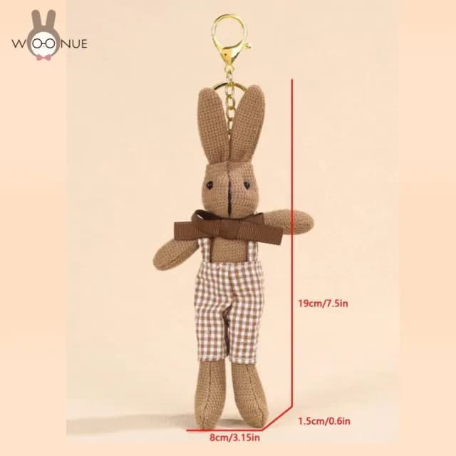 【WOONUE】復古鄉村風兔子玩偶吊飾掛飾零錢包背包吊飾鑰匙圈(送禮情人老婆節禮物生日孫女兒情人節禮物)