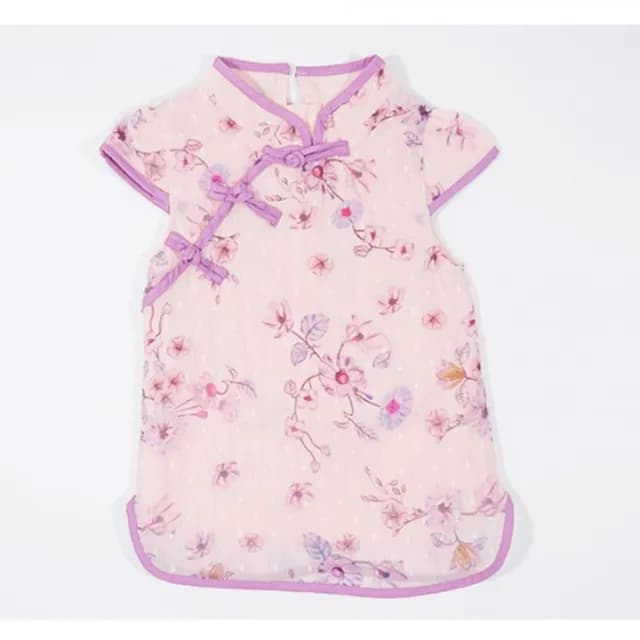 【橘魔法】牽牛花漾中式旗袍洋裝(連身洋裝 連衣裙 連身裙 女童 兒童 童裝)