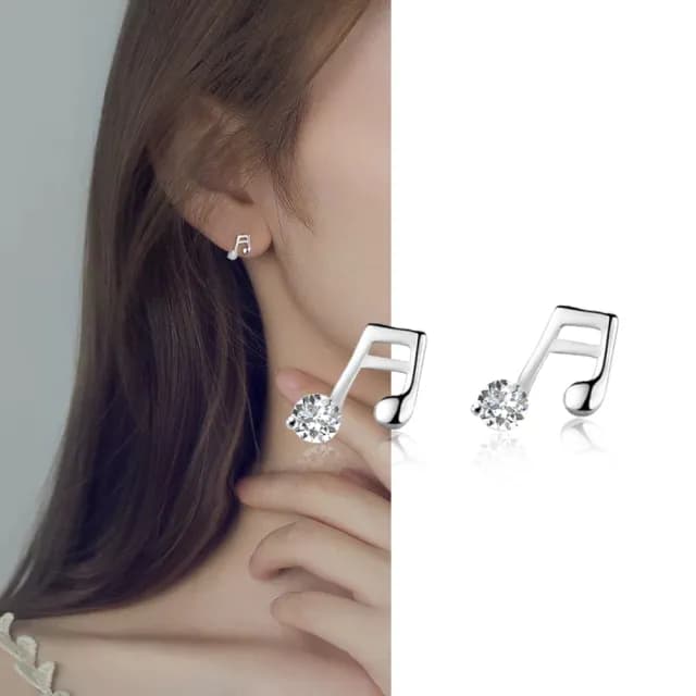 【City Diamond 引雅】『心弦 』白K金音符耳環(浮光留影系列)
