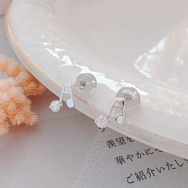【City Diamond 引雅】『心弦 』白K金音符耳環(浮光留影系列)