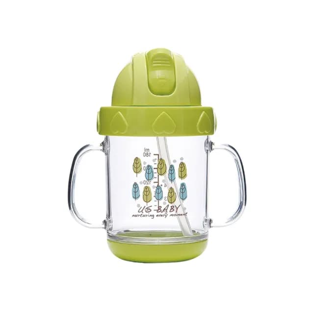 【US BABY 優生】馬卡龍森活學飲杯180ml-綠；兩罐組(奶瓶)