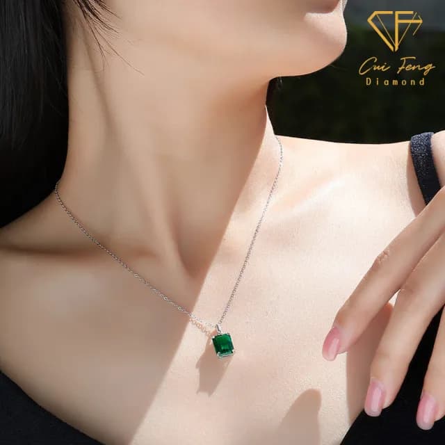 【CF鑽飾】項鍊 培育祖母綠《無心之雅》雙11限定禮物(情人節 哥倫比亞祖母綠 祖母綠項鍊 生日)