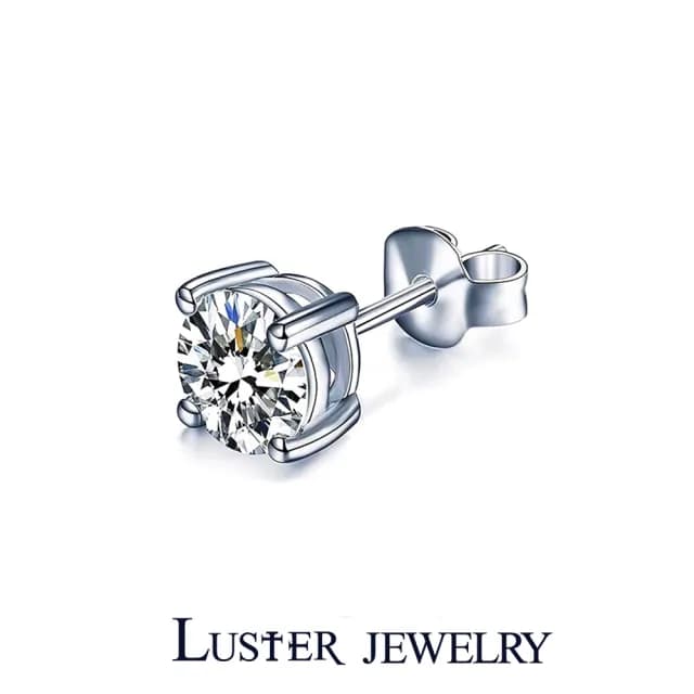 【Luster】熱賣99!男生禮物!50分 D/VS 培育鑽 四爪 單支 18K金 鑽石耳環(型男首選單鑽耳環低調奢華)