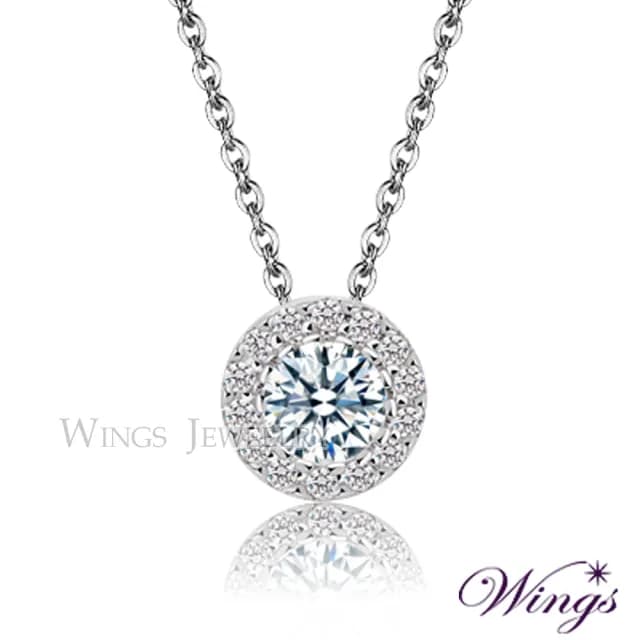 【WINGS】八心八箭精鍍白K金項鍊《經典環鑽款》｜璀璨擬真鑽・優雅輕奢(送禮 女生禮物 情人 七夕 生日)