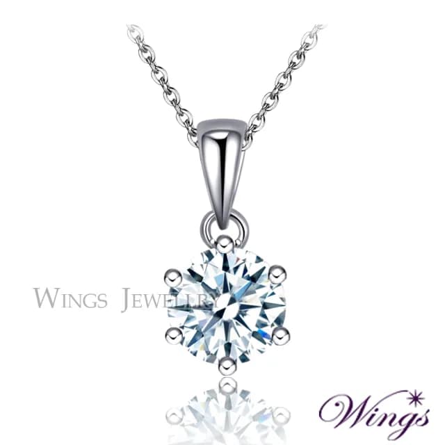【WINGS】一克拉八心八箭項鍊《經典六爪鑲》｜閃耀擬真鑽・優雅輕奢風(送禮 女生禮物 禮盒 情人 七夕 生日)