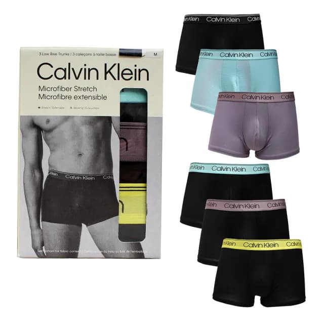 【Calvin Klein 凱文克萊】CK男內褲 超細纖維合身短版 低腰男四角內褲 3件組(CK內褲-多款任選)