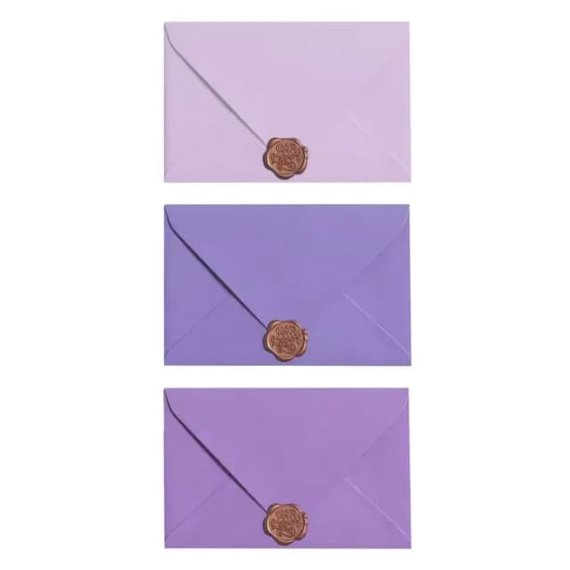 【浪漫清新】唯美紫三色信封套裝9入-附火漆貼紙(西式信封 傳情 資料袋 文具 情人節 生日賀卡 明信片)