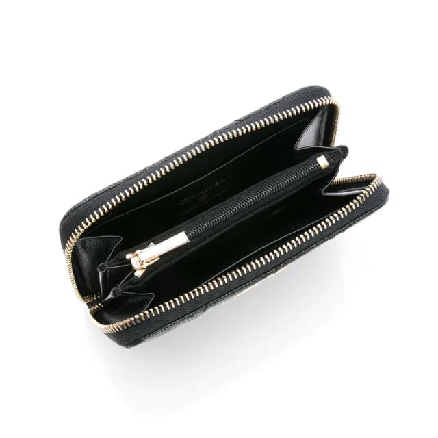 【CHANEL 香奈兒】25P 拉絲紋logo 零錢包(黑/金-ㄇ字拉鍊/內層I字拉鍊)