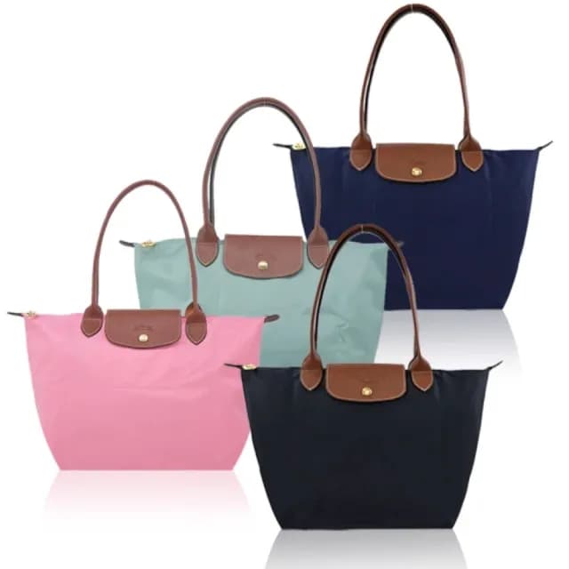 【LONGCHAMP】LE PLIAGE長把再生尼龍摺疊水餃包(中款/多色)