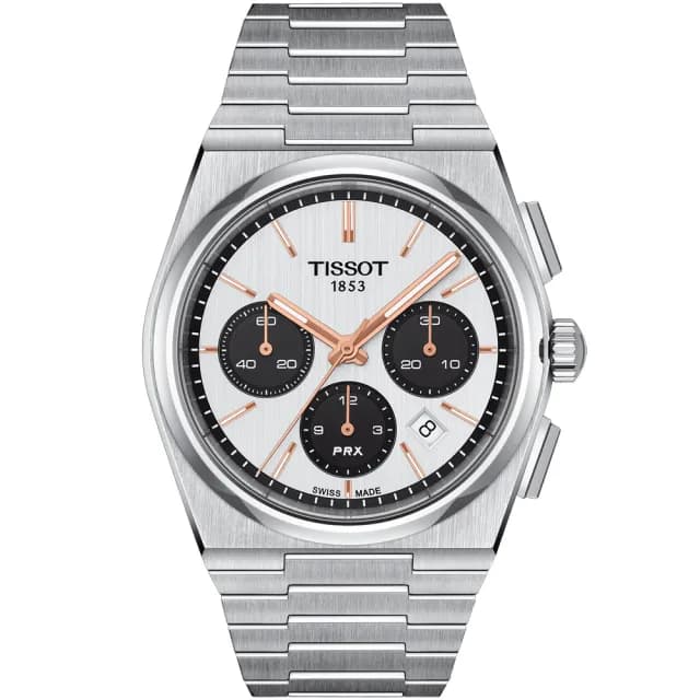 【TISSOT 天梭】PRX 白熊貓 自動計時機械錶-42mm 禮物 送禮 推薦(T1374271101100)
