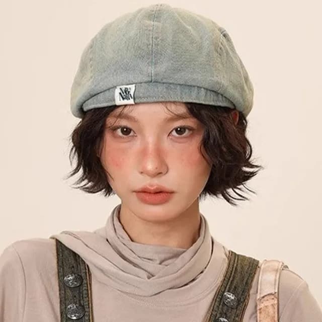 【KT DADA】情人節禮物 水洗做舊 畫家帽 大頭圍 前進帽 貝雷帽 復古牛仔 帽子女