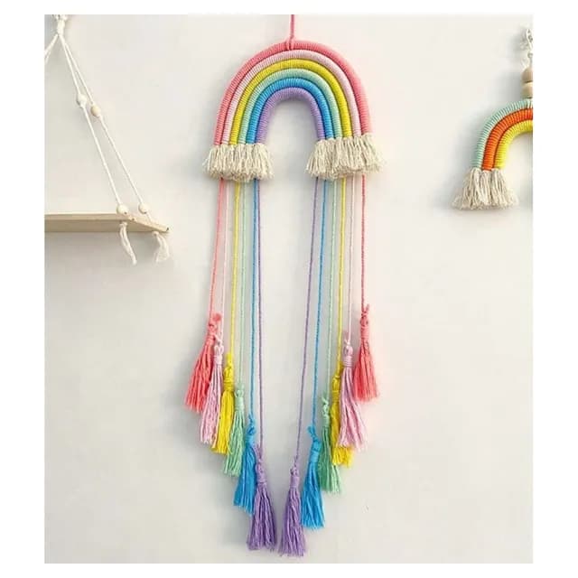 【栗子洋行】macrame手工壁幔壁掛毯裝飾慢編織壁掛掛飾壁毯樹葉彩虹(喬遷禮物朋友禮物搬家禮物)