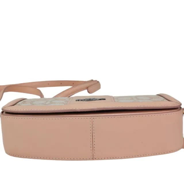 【COACH】ANDREA 經典Logo緹花l單肩手袋小號(蜜桃粉色/贈原廠防塵袋紙袋七夕情人節)