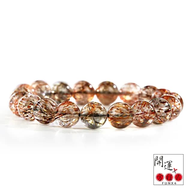 【開運方程式】透亮黑金超七水晶手鍊9mm(超閃耀光芒多微量元素)