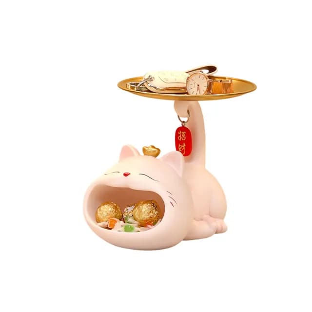 招財貓玄關收納擺件 居家擺飾 帶鑰匙收納架(喬遷開店開業送禮 新居禮品 入厝禮物 居家飾物)