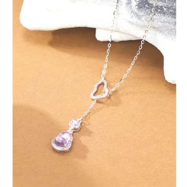 【貴氣福報】S925銀紫水晶葫蘆項鍊(化煞 防小人 福祿 平安 招財 鎖骨鍊 頸鍊 飾品)