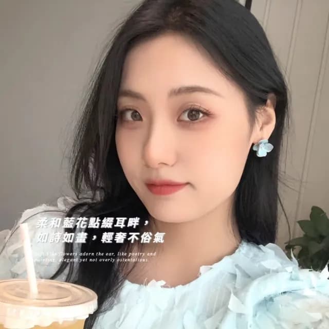 【韓風單品】高級感法式溫柔藍花朵耳環(耳針 耳釘 耳飾 穿搭配件 飾品 復古 洋裝)