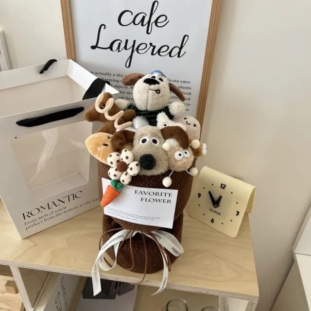 【YIUO】（贈禮袋）玩偶花束 公仔 娃娃(畢業禮物 母親節 七夕 情人節 布偶)