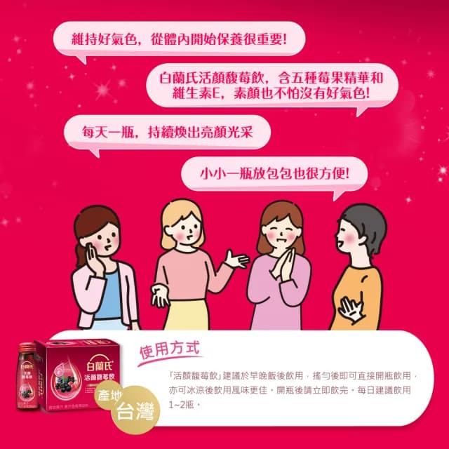【白蘭氏】活顏馥莓飲 50ml*6入*8盒 共48入(升級版添加維生素E 天后級保養聖品 喚醒美麗 光采好氣色)