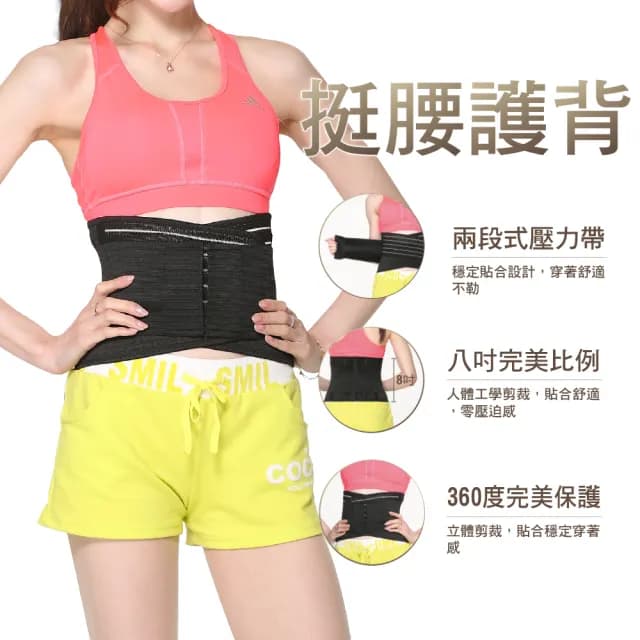 【菁炭元素】MIT可調式全彈力束腹美體護腰帶 2件組(護腰 收腹 父親節禮物 有效支撐)