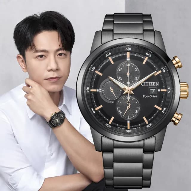 【CITIZEN 星辰】Chronograph系列 韋禮安廣告配戴 時尚光動能計時腕錶 七夕 情人節 送禮 推薦(CA0746-85E)