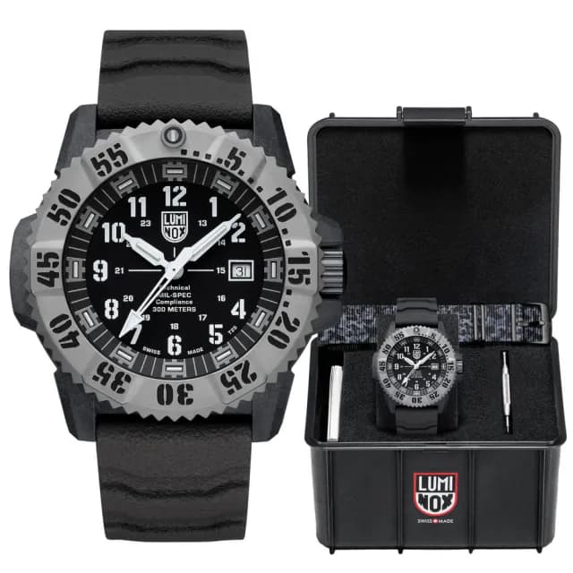 【LUMINOX 雷明時】MIL-SPEC 鈦金屬圈軍規耐衝擊300米套錶 軍用手錶-46mm(1LM-3351SET)