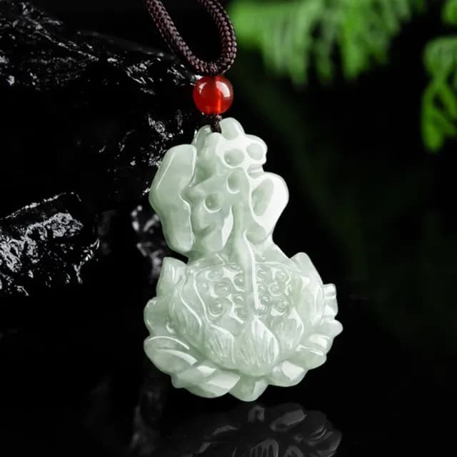 【Penny珮妮】A貨翡翠 佛牌蓮花 吊墜項鍊(母親節 父親節 情人節 生日禮物 交換禮物 新婚 新年 尾牙)