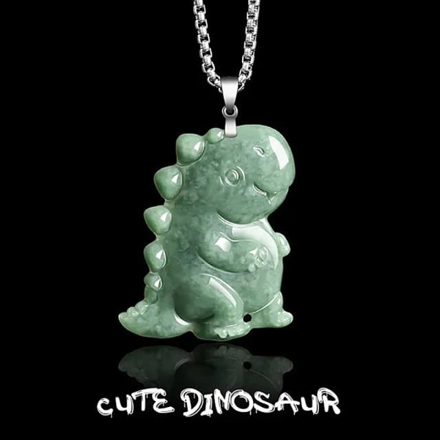 【Penny珮妮】A貨翡翠豆綠恐龍 s925銀 吊墜項鍊(母親節 送女友 情人節 生日禮物 交換禮物結結婚 新年 尾牙)
