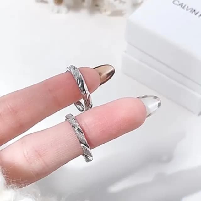 【Lydia】現貨 925純銀情定三生簡約創意磨砂設計情侶對戒(聖誕節送禮、情人節禮物、生日禮物)