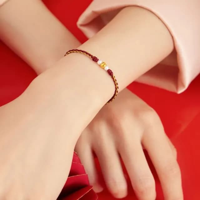 【Penny珮妮】999黃金 貓眼金珠珍珠 編織手繩手鍊2色可選(母親節 生日禮 情人節 交換禮物 結婚 新年 尾牙)