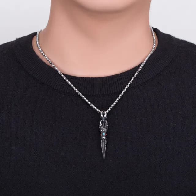 【MoonDy】情人節禮物 飾品 項鍊男 鈦鋼項鍊 吊墜項鍊 降魔杵 毛衣鏈 復古項鍊