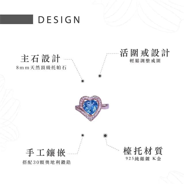 【幸福珠寶】情人節禮物 托帕石 戒指(8mm珠寶級托帕石 典藏推薦款)