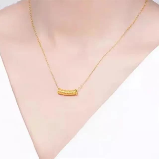 【Penny珮妮】黃金999 百福彎管 吊墜項鍊(母親節 情人節 生日禮物 交換禮物 送女友 尾牙 新年 結婚)